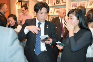 Discussion at drinks reception
